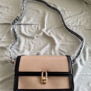Chic Beige and Black Crossbody Bag